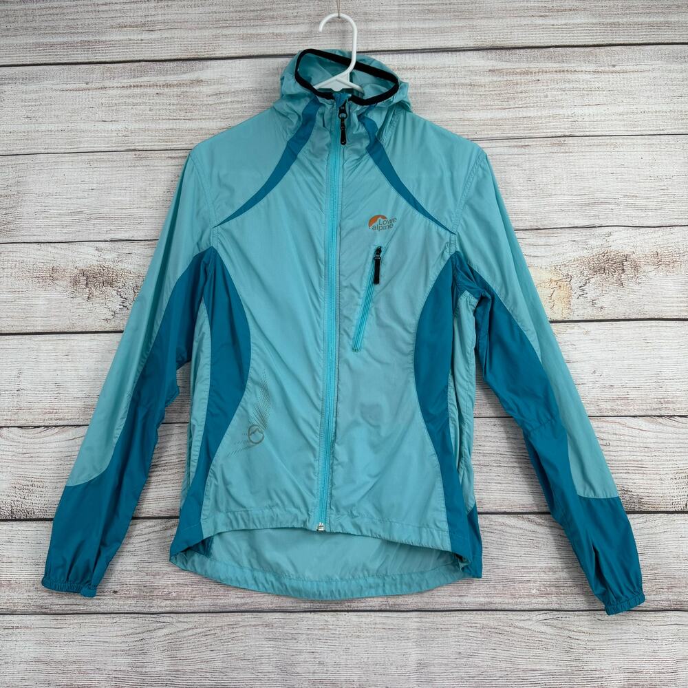 Lowe Alpine Full Zip Packable‎ Rain Jacket Womens Medium Blue Turquoise